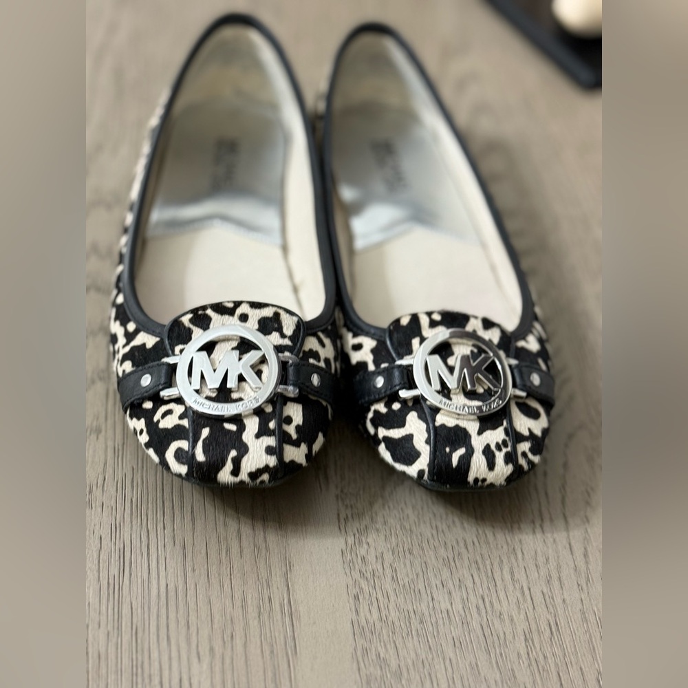 Michael Kors Black and White Calf Hair Ballet Flats